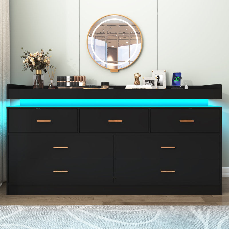 Luxury Dresser with LED Accent Lighting and Minimalist Modern Style