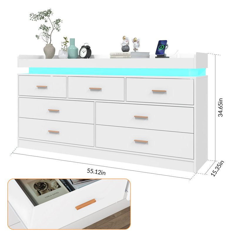 Luxury Dresser with LED Accent Lighting and Minimalist Modern Style