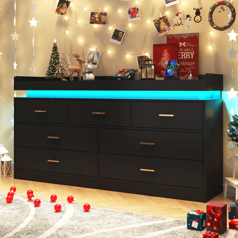 Luxury Dresser with LED Accent Lighting and Minimalist Modern Style