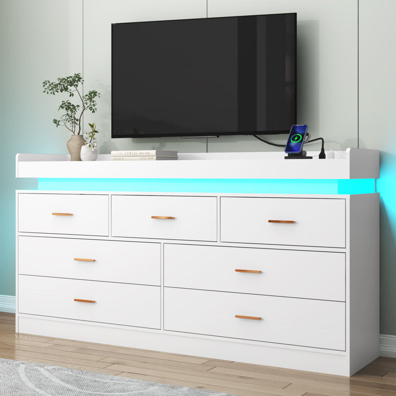 Luxury Dresser with LED Accent Lighting and Minimalist Modern Style