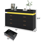 Elegant LED Bedroom Dresser with Ambient Lighting and Integrated Charging Hub