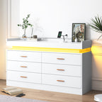 Elegant LED Bedroom Dresser with Ambient Lighting and Integrated Charging Hub