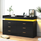Elegant LED Bedroom Dresser with Ambient Lighting and Integrated Charging Hub