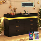 Elegant LED Bedroom Dresser with Ambient Lighting and Integrated Charging Hub