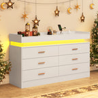 Elegant LED Bedroom Dresser with Ambient Lighting and Integrated Charging Hub