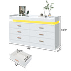 Elegant LED Bedroom Dresser with Ambient Lighting and Integrated Charging Hub
