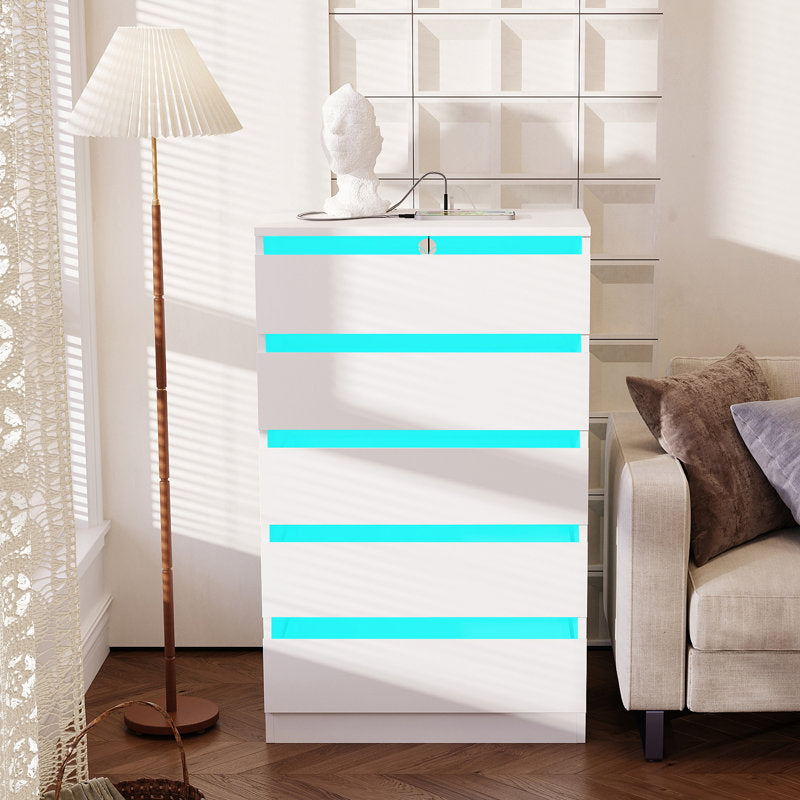 Minimalist  LED Bedroom Dresser with Multi Drawer Storage