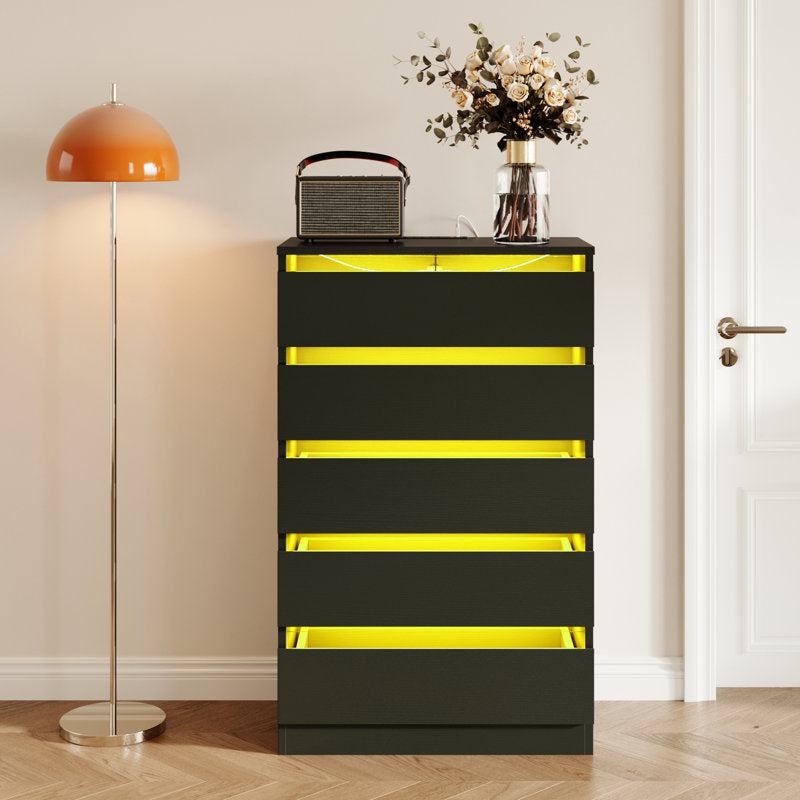 Minimalist  LED Bedroom Dresser with Multi Drawer Storage