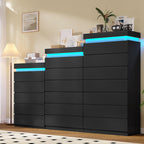 Modern LED Tall Dresser with 6 Drawers and Ambient Lighting