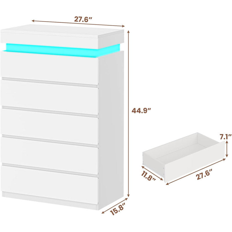 Modern LED Bedroom Dresser with Multi Drawer Storage