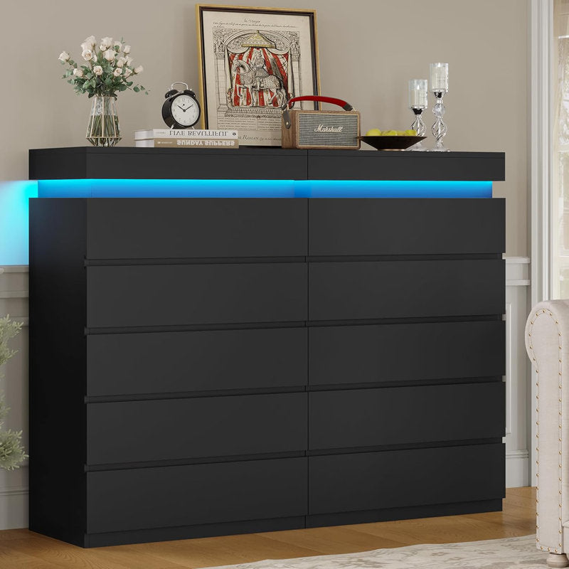 Modern LED Bedroom Dresser with Multi Drawer Storage