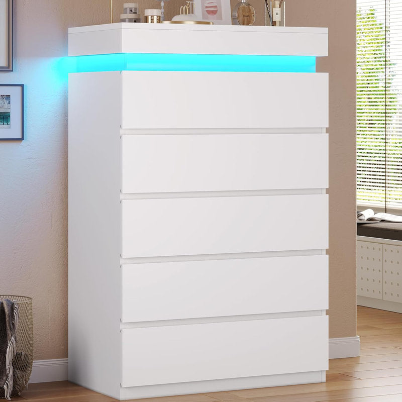 Modern LED Bedroom Dresser with Multi Drawer Storage
