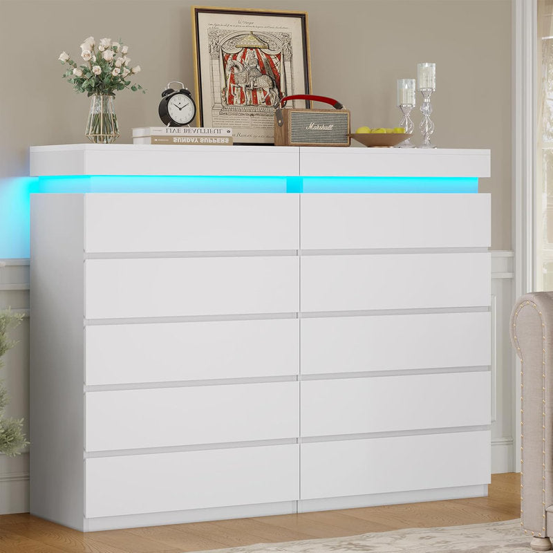 Modern LED Bedroom Dresser with Multi Drawer Storage