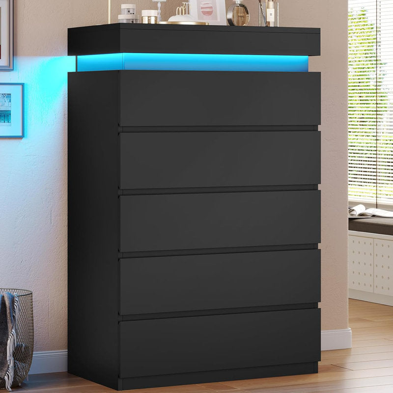 Modern LED Bedroom Dresser with Multi Drawer Storage