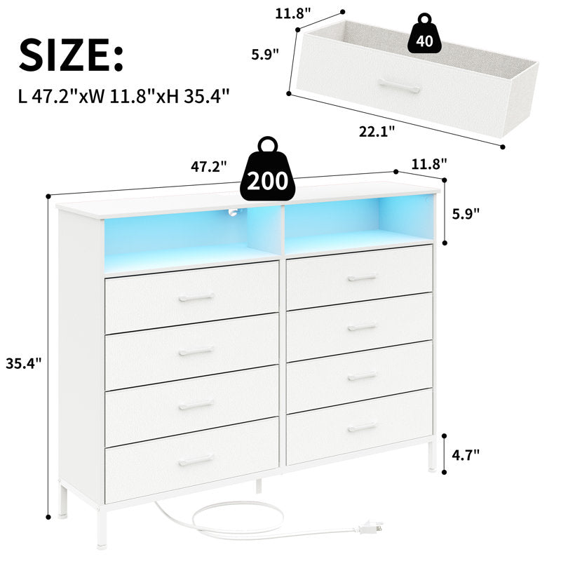 Luxury LED Entertainment Dresser with Multi Functional Storage