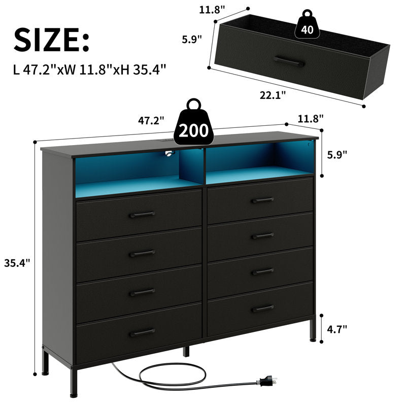 Luxury LED Entertainment Dresser with Multi Functional Storage