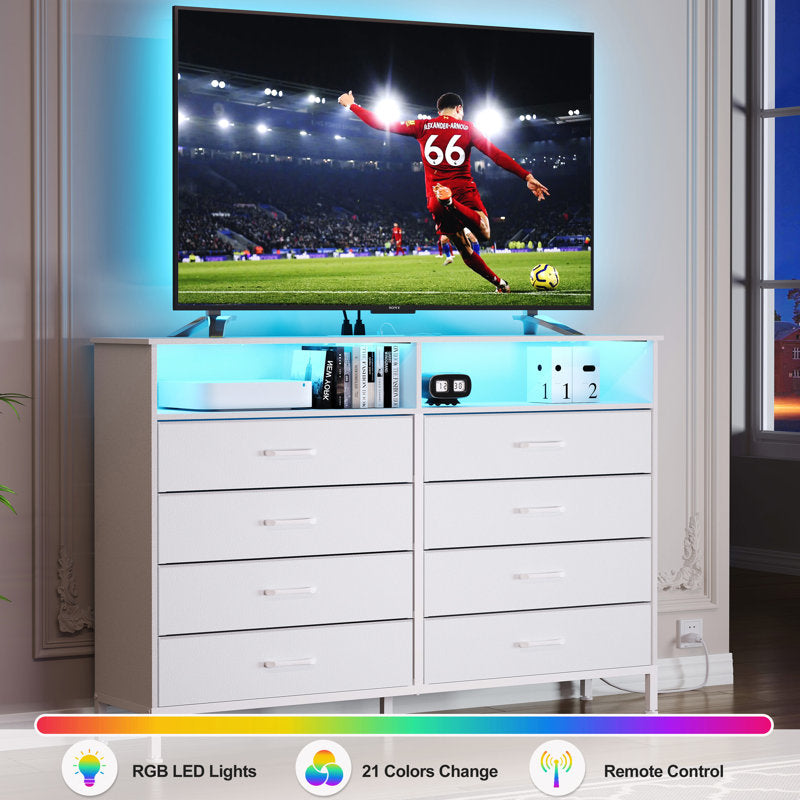 Luxury LED Entertainment Dresser with Multi Functional Storage