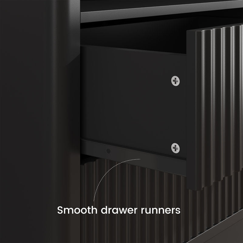 AuraGlow LED Nightstand with Modern Storage Design