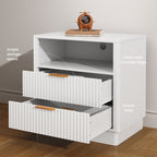 AuraGlow LED Nightstand with Modern Storage Design