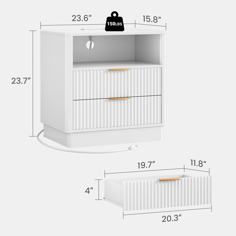 AuraGlow LED Nightstand with Modern Storage Design