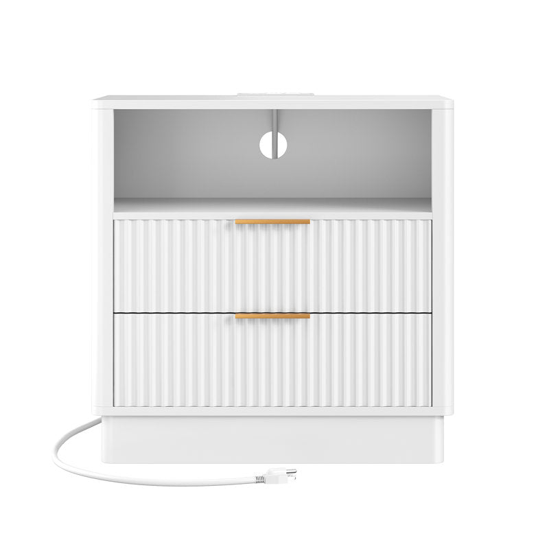 AuraGlow LED Nightstand with Modern Storage Design
