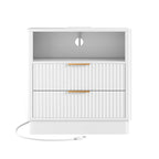 AuraGlow LED Nightstand with Modern Storage Design