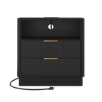 AuraGlow LED Nightstand with Modern Storage Design