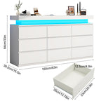 Contemporary  Double Dresser with RGB LED Lights and Spacious Storage Drawers