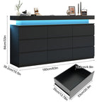 Contemporary  Double Dresser with RGB LED Lights and Spacious Storage Drawers