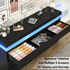 Contemporary  Double Dresser with RGB LED Lights and Spacious Storage Drawers