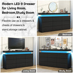 Contemporary  Double Dresser with RGB LED Lights and Spacious Storage Drawers