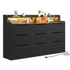 Contemporary White Drawer Dresser with Illuminated Shelf and Vanity Storage