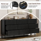 Premium Oak Texture Storage Cabinet with Modern Fluted Style and Metal Support Legs