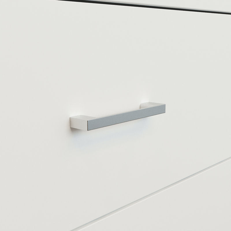Minimalist White Storage Cabinet with Modern Acrylic Legs and Spacious Drawers