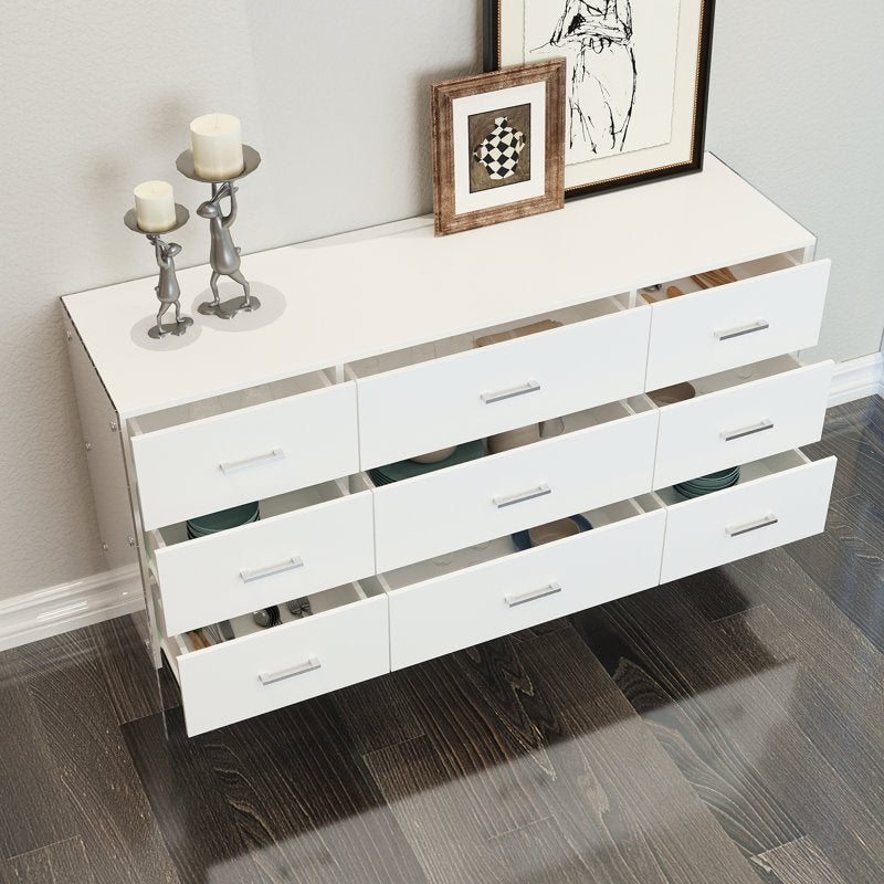 Minimalist White Storage Cabinet with Modern Acrylic Legs and Spacious Drawers