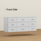 Minimalist White Storage Cabinet with Modern Acrylic Legs and Spacious Drawers