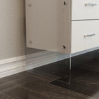 Minimalist White Storage Cabinet with Modern Acrylic Legs and Spacious Drawers