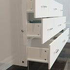 Minimalist White Storage Cabinet with Modern Acrylic Legs and Spacious Drawers