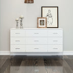 Minimalist White Storage Cabinet with Modern Acrylic Legs and Spacious Drawers