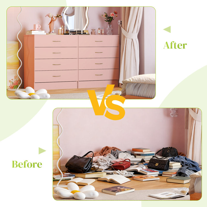 Elegant Blush Pink Drawer Cabinet with Spacious Storage and Modern Style