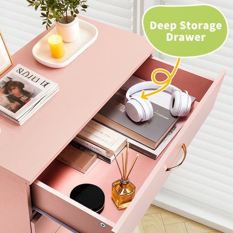 Elegant Blush Pink Drawer Cabinet with Spacious Storage and Modern Style