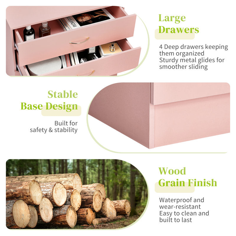 Elegant Blush Pink Drawer Cabinet with Spacious Storage and Modern Style