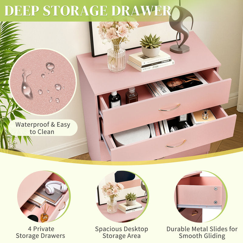 Elegant Blush Pink Drawer Cabinet with Spacious Storage and Modern Style