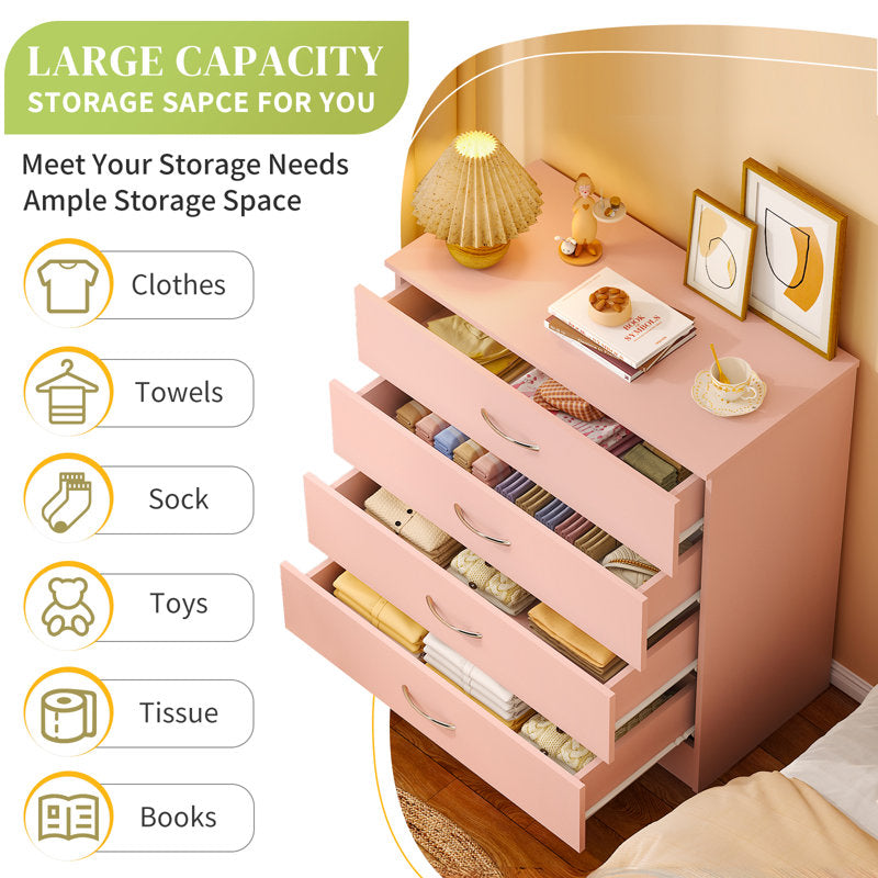 Elegant Blush Pink Drawer Cabinet with Spacious Storage and Modern Style