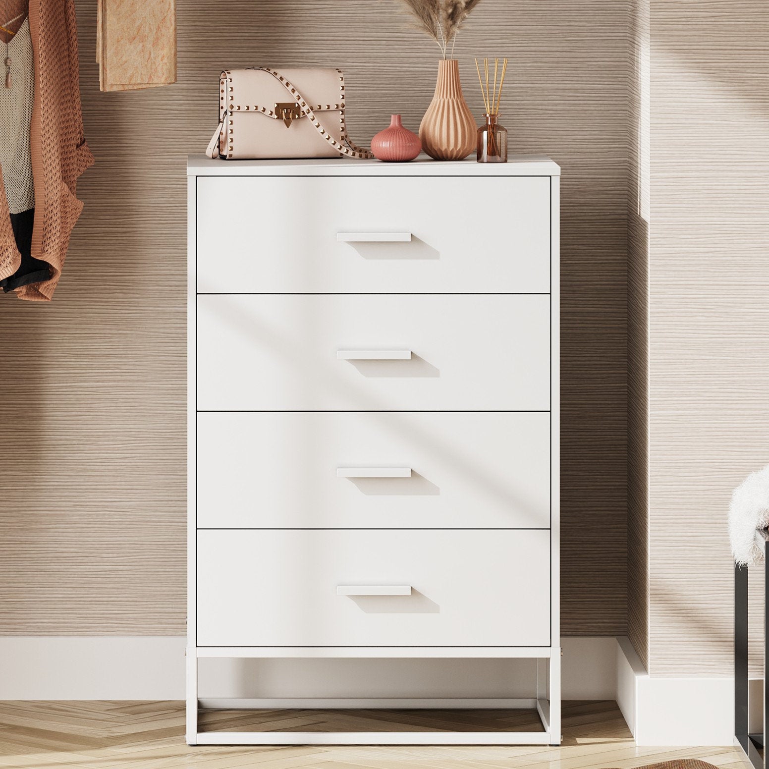 Modern 4-Drawer Storage Dresser with Minimalist Design and Clean Lines
