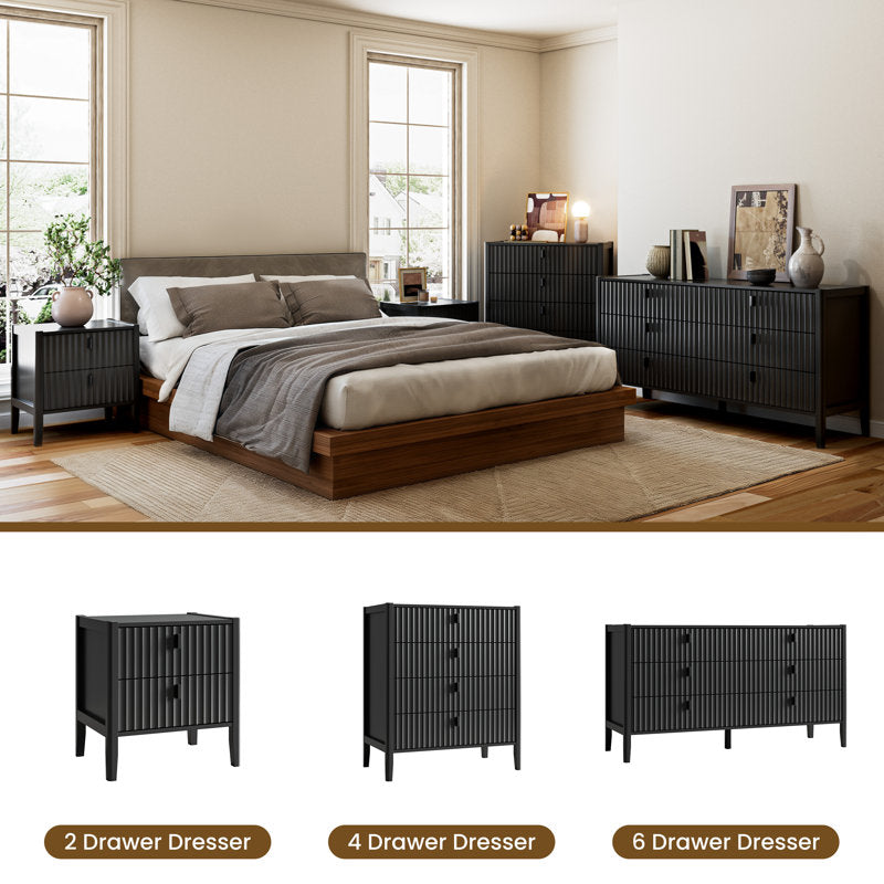 Modern Fluted Dresser – Compact 4-Drawer Storage Unit for Bedroom or Living Room