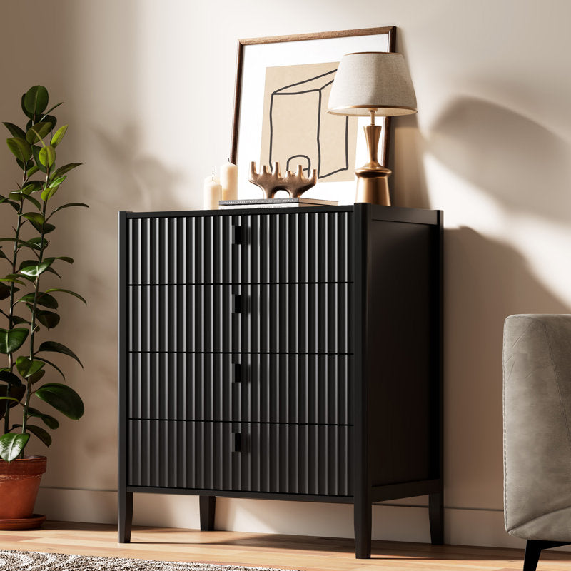 Modern Fluted Dresser – Compact 4-Drawer Storage Unit for Bedroom or Living Room