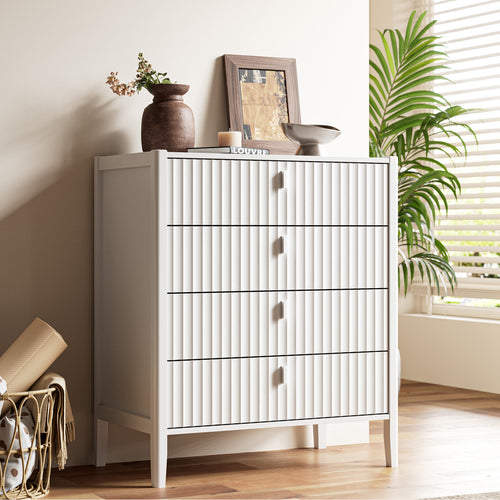 Modern Fluted Dresser – Compact 4-Drawer Storage Unit for Bedroom or Living Room