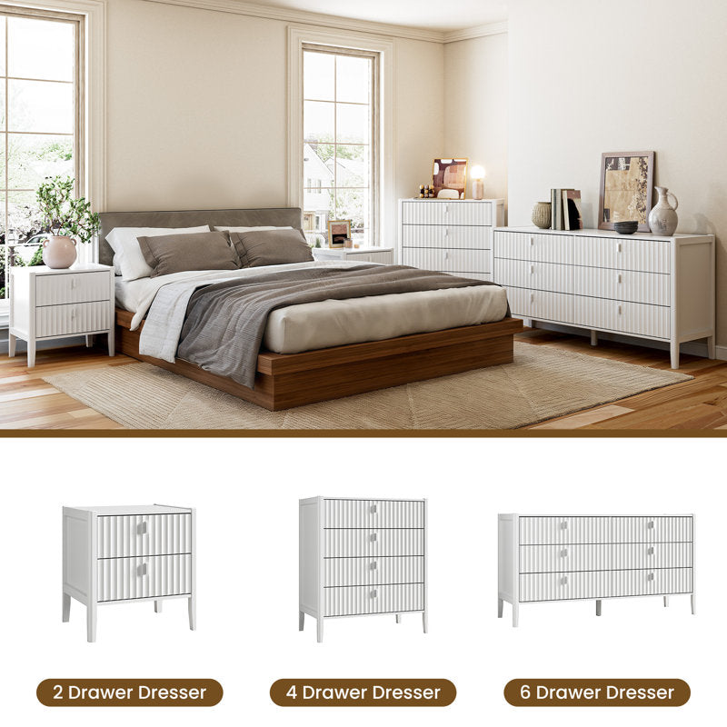 Modern Fluted Dresser – Compact 4-Drawer Storage Unit for Bedroom or Living Room