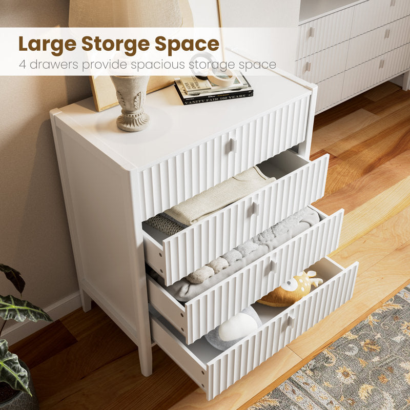 Modern Fluted Dresser – Compact 4-Drawer Storage Unit for Bedroom or Living Room